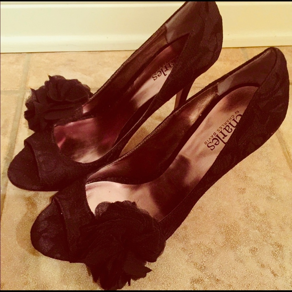 Charles David Black Lace High Heel